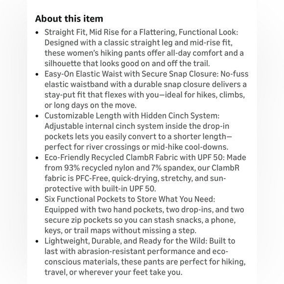 Title Nine hiking adjustable length pants - Picture 9 of 9